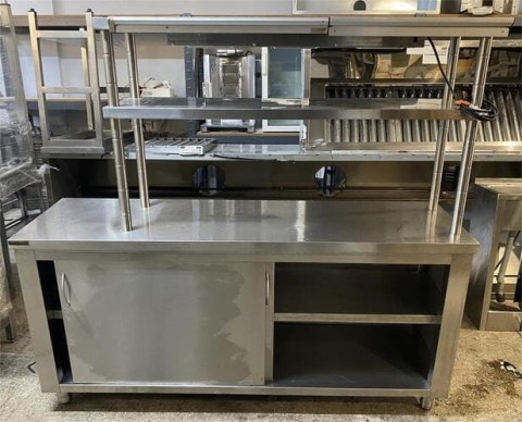 Ερμάριο Ανοξείδωτο Με 2 Συρόμενες Πόρτες με Διπλό Ράφι Μεταχειρισμένο